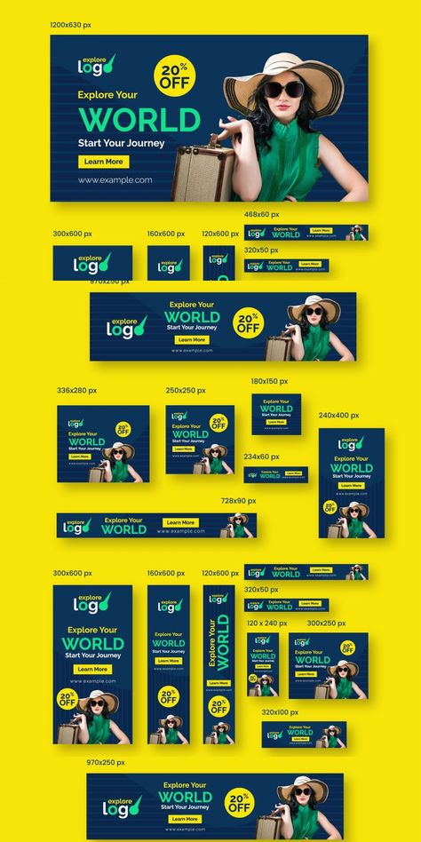 Explore Your World Journey Template Corporate Identity Corporate Poster, Travel Agency Social Media Design, Travel Agency Banner Design, Travel Agency Social Media, Social Media Post Travel Agency, Travelling Social Media Design, Website Slider, Real Estate Ads, Design Web