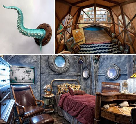 Submarine Bedroom - Max would SO love this...not sure I can pull it off, but it gives me some ideas :O): Steampunk Rooms, Steampunk Bedroom, Bathrooms Luxury, Themed Rooms, Finished Bathrooms, Jules Verne, Steampunk Design, Dream Bathrooms, Bioshock