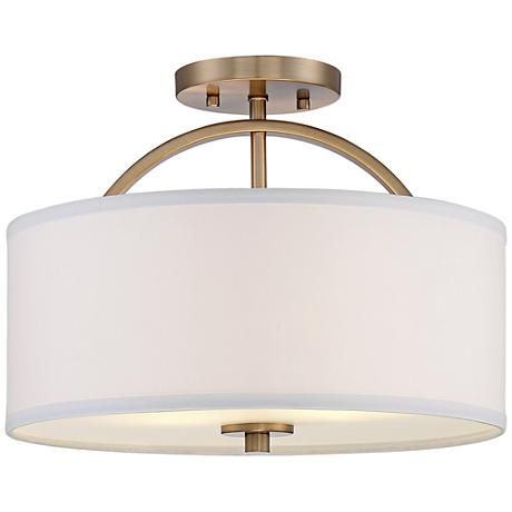 Halsted Warm Brass Semi-Flush 15" Wide Ceiling Light Bronze Ceiling Lights, Brass Ceiling Light, Contemporary Ceiling Light, Brass Ceiling, Flushmount Ceiling Lights, Semi Flush Ceiling Lights, House Lighting, Bedroom Ceiling Light, Modern Ceiling