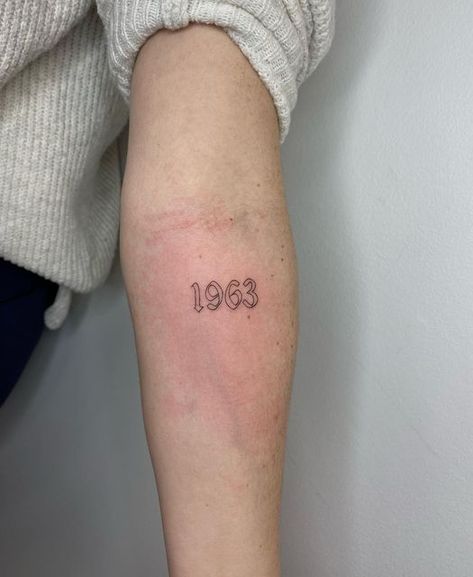 1963 Tattoo Number, March Tattoos, Tattoo Number, Font Tattoo, Fine Line Tattoo, Memorial Tattoo, Line Tattoo, Fine Line Tattoos, Line Tattoos