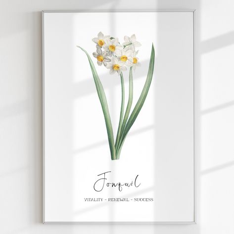 MARCH BIRTH FLOWER Jonquil Floral Print Nursery Print Digital Download Printable Birth Flower Jonquil Meaning Art Poster Baby Gift Art Jonquil Flower, Eclectic Interior Design Vintage, March Birth Flower, March Birth Flowers, April Birth Flower, Meaning Art, Poster Baby, Eclectic Interior Design, Flower Meanings