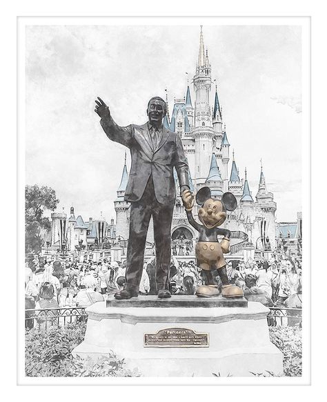 Amazon.com: Walt Disney Partner Statue Sketch Unframed Art Print - Multiple Sizes Available : Handmade Products Statue Sketch, Walt Disney And Mickey, Walt And Mickey, Unframed Art, Handmade Products, Walt Disney World, Disney Mickey, Pixar, Walt Disney