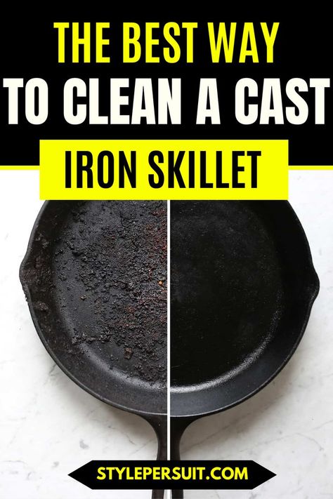 Cleaning a cast-iron skillet can seem daunting due to its unique properties, but with the right techniques, you can keep your skillet in excellent condition. Checkout a step-by-step guide on how to clean a cast-iron skillet: Cleaning Cast Iron Pans, Season Cast Iron Skillet, Seasoned Cast Iron Pan, Cast Iron Care, Enamel Dutch Oven, Cast Iron Cleaning, Seasoning Cast Iron, Cast Iron Skillet Recipes, Cast Iron Grill