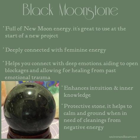 Black Moonstone Meaning, Moonstone Affirmation, Birthstones Chart, Crystal Dictionary, Moonstone Meaning, Crystal Tips, Crystal Magick, Birth Stones Chart, Witch Board