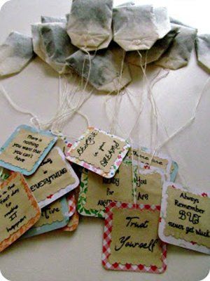 Fellowship Ideas, Personalized Tea Bags, Scripture Tea, Tea Party Crafts, Poetry Tea, Poetry Tea Time, Tea Favors, Tea Crafts, Mod Podge Crafts