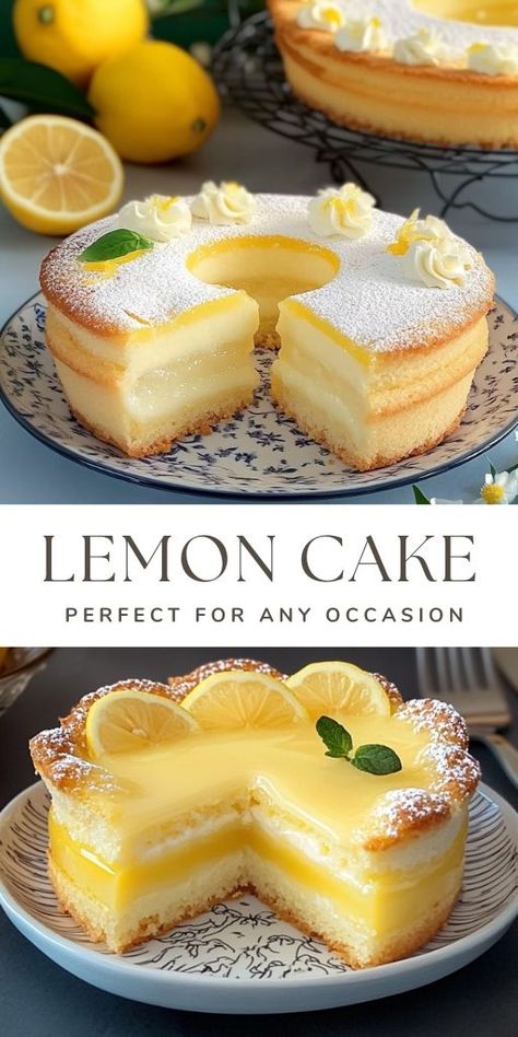 Lemon Custard Cake – A Deliciously Zesty Treat  Ingredients: For the Cake: 1 egg½ cup | 80g sugar ⅓ cup | 80ml sunflower seed oil Zest of 1 lemon 1½ cups | 180g flour 1 tsp | 5g baking powder 3 tbsp | 40ml milk  #Lemon #Cake Lemon Custard Cake, Lemon Ideas, Delicious Lemon Desserts, Bread Style, Italian Lemon Pound Cake, Custard Cake Recipes, Homemade Appetizer, Lunch Dessert, Cake Cups