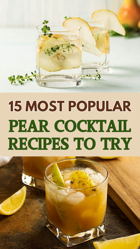 Pear Cocktail Recipes Pear Mojito Recipe, Pear Puree For Cocktails, Pear Cocktails Fall, Fall Pear Cocktail, Pear Cocktail Recipes, Pear Nectar Cocktail, Pear Liqueur Cocktail Recipes, Pear Ginger Cocktail, Pear Juice Cocktail