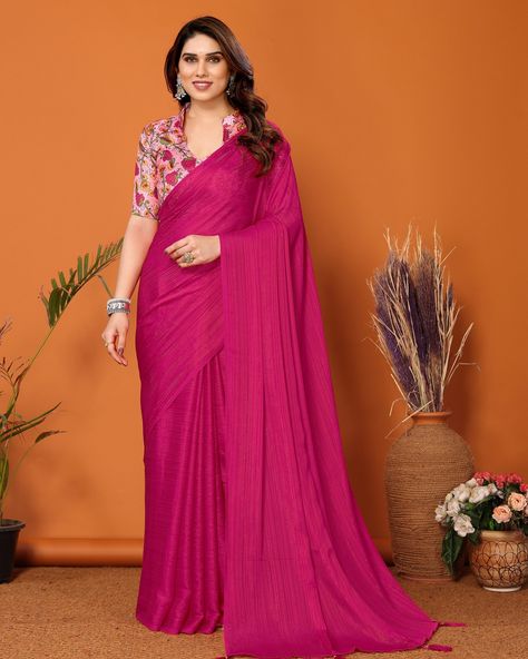 CATALOG: 14373 Price Range Rs. 599/- Bollywood Style Solid Colors Partywear Saree With Smart Digital Printed Blouse Just click on the link for any assistance: https://wa.me/919409462680 #ShortKurti #CasualWear #Fancy #Ethnic #Designer #Kurti #ShortKurti #Smart #Dress #Saree #SalwarKameez #EthnicDress #LoveForEthnic #FestiveWear #Shopping #Family #Gift #Girlish #Wedding #Function #Party #HerDress #Wardrobe #bollywoodstylefile #Gowns #ReadymadeDress #KurtiBottomSet #coordsetstyle #Lehenga #L... Lehenga Palazzo, Pink Chiffon Saree, Shimmer Saree, Lakshmi Images, Indian Party Wear, Plain Saree, Twitter Artist, Designer Kurti, Half Sleeve Blouse