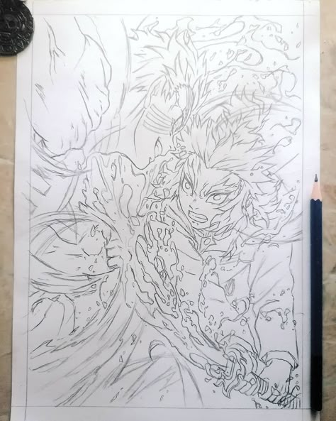 Rengoku Vs Akaza Drawing, Rengoku Sketch, Akaza Vs Rengoku, Rengoku Drawing, Demon Slayer Sketch, Rengoku Vs Akaza, Bleach Drawing, Name Drawings, Anime Lineart