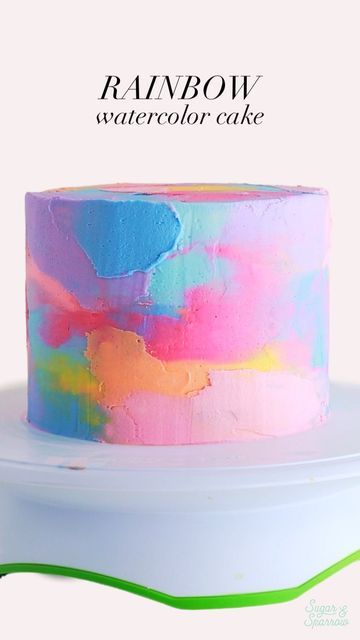 Easy Colorful Cake Decorating, Multicolor Birthday Cake, Multi Colored Buttercream Frosting, Cake With Color Smears, Confetti Cake Roll, Simple Fun Birthday Cakes, Colorful Layer Cake, Colourful Buttercream Cake, Good Vibes Cake Ideas