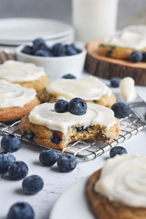 Blueberry Cookies • Dance Around the Kitchen Blueberry Cream Cheese Cookies, Blueberry Cookies Recipes, Justine Doiron, Potluck Favorites, Blueberry Recipe, Easy Sweet Treats, Berry Cookies, Blueberry Cookies, Blueberry Desserts