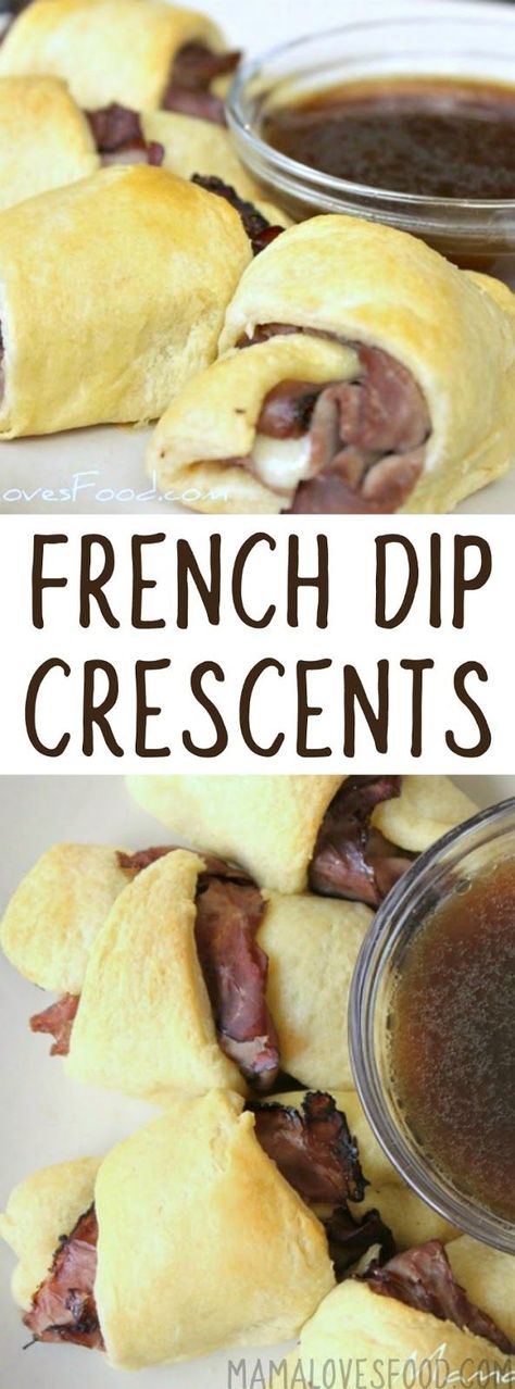 Made this for dinner last week!   French Dip Crescents with Easy Au Jus French Dip Crescents, Diy Easy Recipes, Crescent Ring, Fingerfood Party, Crescent Roll Recipes, French Dip, God Mat, Snacks Für Party, Beef Dishes