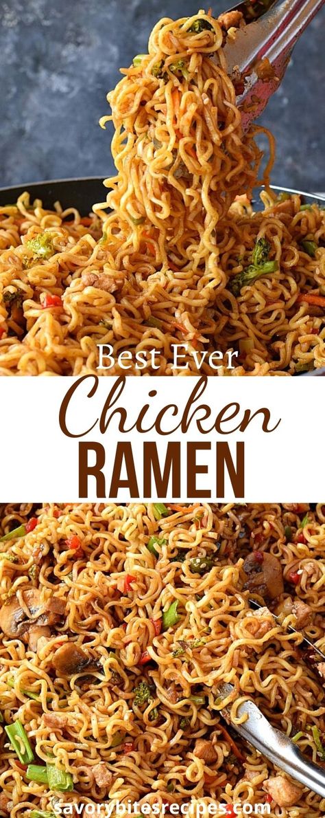 Chicken Ramen Stir Fry, Ramen Noodle Recipe, Chicken Ramen Noodle Recipes, Chicken Ramen Recipe, Ramen Dinner, Ramen Recipes Easy, Ramen Stir Fry, Chicken Ramen, Homemade Ramen