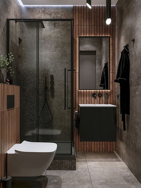 Цветовое решение Bathroom Interior Design Modern, Bathroom Design Black, Modern Small Bathrooms, Small Bathroom Interior, Luxury Master Bathrooms, Modern Bathroom Tile, Washroom Design, Bathroom Redesign, Bathroom Design Decor