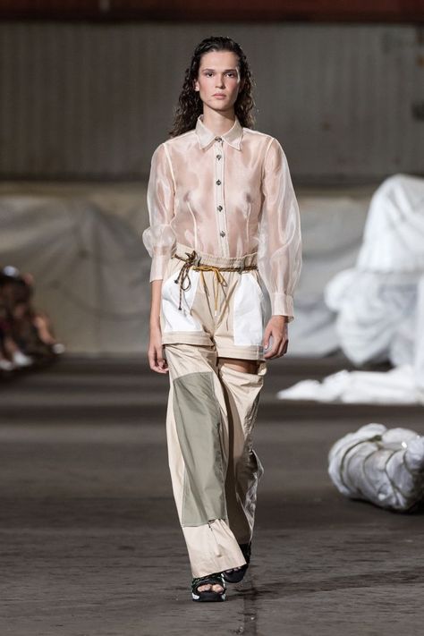 Copenhagen Fashion Week Spring Summer 2019 — Ganni Sheer Shirt 90s Japanese Fashion, Outrageous Fashion, Japanese Fashion Magazine, Casual Attire For Women, Fashion Figure Drawing, Fashion Outfits Ideas, Party Mode, Viking Woman, Fashion Figure