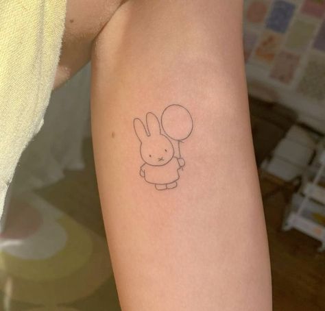 Miffy Tattoo Design, Miffy Tattoo, Miffy Aesthetic, Chicken Tattoo, Stunning Tattoos, Amsterdam Tattoo, Hello Kitty Tattoos, Back Piece Tattoo, Cute Tats