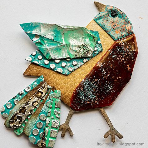 Layers of ink: Steampunk Bird Tutorial Tim Holtz Patchwork Bird, Stamping Techniques Card Tutorials, Steampunk Bird, Cards With Birds, Altered Cards, Steampunk Theme, Design Tape, Tim Holtz Ideas, Tim Holtz Dies