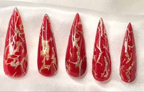 Red White And Gold Marble Nails, Red Gold Marble Nails, Red And Gold Marble Nails, Red White And Gold Nails, Red Marble Nails, Egyptian Nails, Marble Acrylic Nails, Vampire Ball, Red And Gold Nails