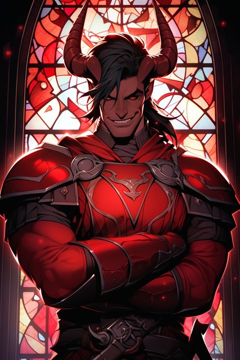 Tiefling Paladin Art, Tiefling Fighter Male, Tiefling Paladin Male, Black Tiefling Male, Red Tiefling Male, D&d Character Art, Dnd Tiefling Male, Demon Dnd, Tiefling Fighter