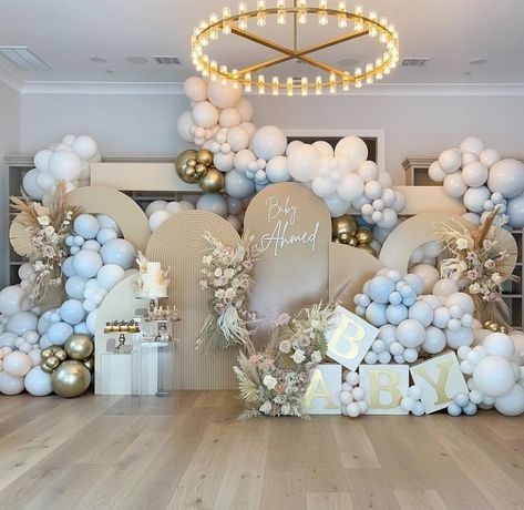 Luxury Birthday Decorations, Aqeeqah Decoration, Akikah Decoration, Dreamy Baby Shower Theme, Aqiqah Decoration, Ideas Bautizo, Luxury Baby Shower, Babby Shower, Fresh Floral Arrangements