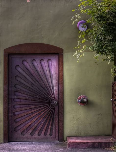 Unique Front Doors, Purple Door, Gorgeous Doors, The Door Is Open, Cool Doors, Front Door Design, Old Doors, Unique Doors, Beautiful Doors