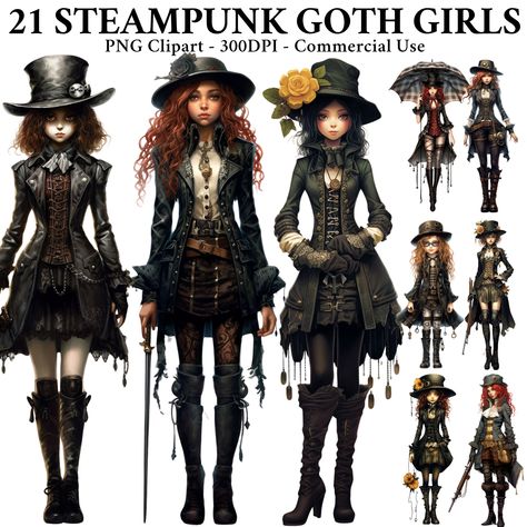 Mechanical Wings, Steampunk Outfits Women, Fantasy Png, Steampunk Mode, Steampunk Artwork, Mode Steampunk, Victorian Elegance, Steampunk Goth, Goth Steampunk