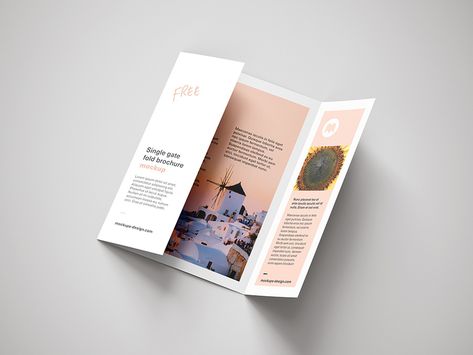 Free single gate fold brochure mockup - Mockups Design | Free Premium Mockups Duotone Brochure, Leaflet Ideas, Brochure Mockup Free, Brochures Design, Brochure Size, Open Gate, Flyers Design, Brochure Mockup, Travel Brochure Template