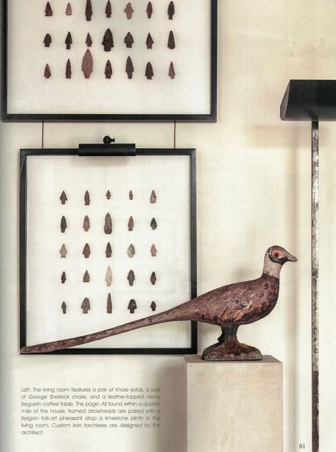 AESTHETICALLY THINKING: MILIEU Mirror Wall Ideas, Arrowhead Display, Artifact Display, Milieu Magazine, Head Display, Arrow Heads, Collection Displays, Upcycled Furniture Diy, Stone Tools