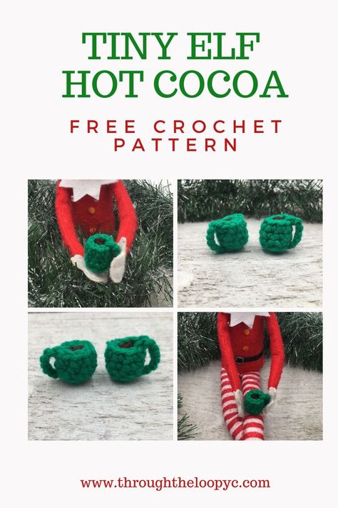 Elf Hot Cocoa, Shelf Clothes, Elf Accessories, Holiday Crochet Patterns, Christmas Amigurumi, Crochet Knit Blanket, Winter Holiday Crafts, Xmas Elf, Craft Crochet