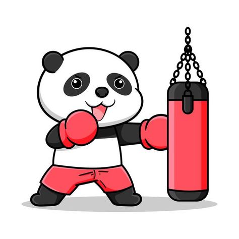 Boxing Cartoon Art, Boxing Cartoon, Boxing Drawing, Boxing Art, Panda Illustration, Panda Drawing, Boxing Bags, Boxing Girl, Boxing