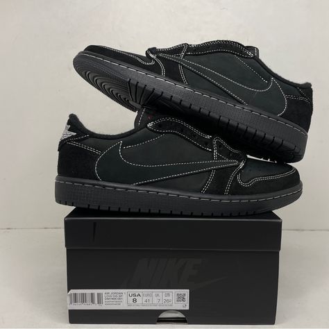 This Pair Is Brand New In Box! They Are A 8 In Men’s, Which Is Equivalent To A Women’s 9.5! Please Check All Photos Before Purchasing! All Sales Are Final! No Refunds Or Returns! If You Have Any Questions About Sizing Feel Free To Send Me A Message! I Am Not Responsible For Factory Flaws On Mass Produced Pairs! All Items Ship The Day After Purchase Priority Mail & Double Boxed Unless The Order Is Placed On A Saturday! All Sales Are Final! No Refunds Or Returns! Please Check All Photos Before Pur Travis Scott Black Phantom, Jordan 1 Mid Women, Travis Scott Shoes, Nike Jordan 1 Low, Nike Air Jordan 1 Low, Nike Air Jordan 1 Retro, Womens Air Jordans, Nike Air Jordan 1, Grey Sneakers