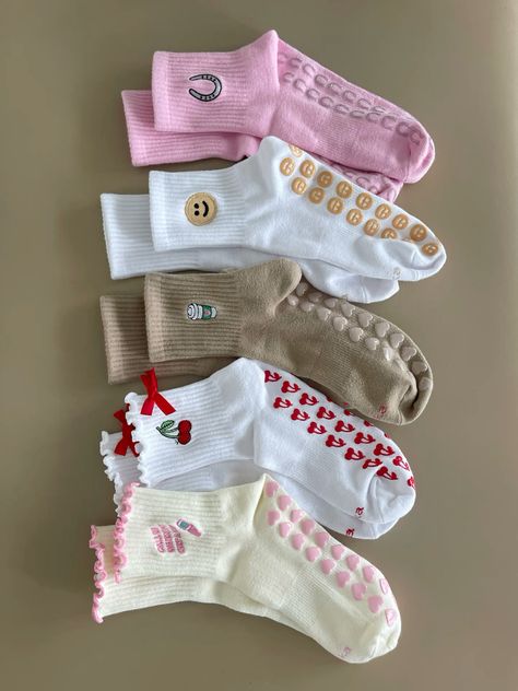 Avka pilates grip socks each have custom grips on the bottom in unique shapes to bring  joy and are made with cotton and bamboo fiber for extra softness! Check out our website: Hospital Socks, Pilates Machines, Grippy Socks, Pilates Socks, Women's Athletic Wear, Pilates For Beginners, Pilates Barre, Pilates Studio, Workout Attire