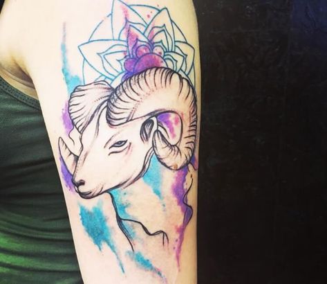 Tattoo photo - Aries tattoo by Klaras Tattoo Ram Tattoo, Aries Tattoo, Aries Woman, World Tattoo, Large Tattoos, Tattoos Gallery, Animal Tattoos, Tattoo Photo, Color Tattoo