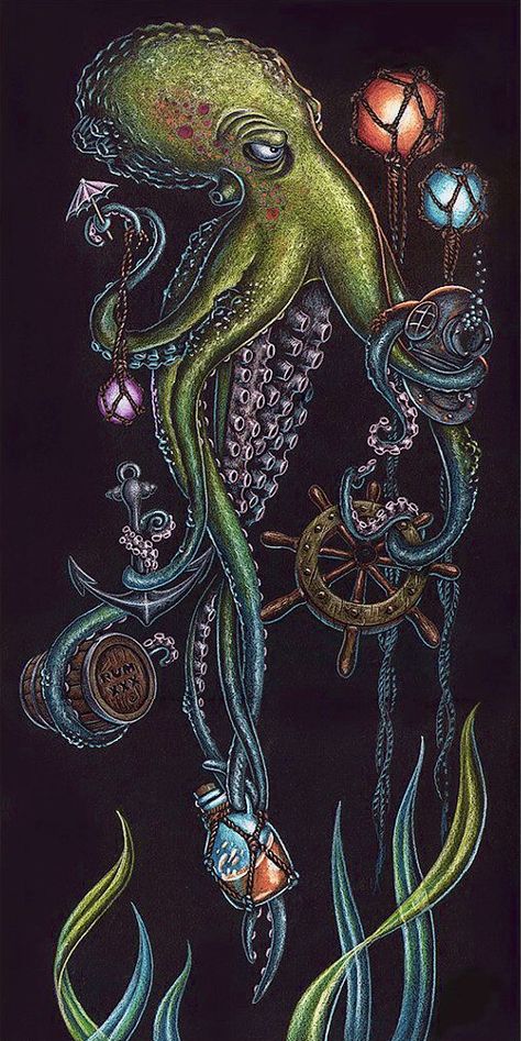 Trippy Octopus Painting, Octopus Art Painting, Octopus Background, Octopus Art Drawing, Octopus Drawing, Octopus Painting, Octopus Tattoo Design, Octopus Tattoos, Octopus Tattoo