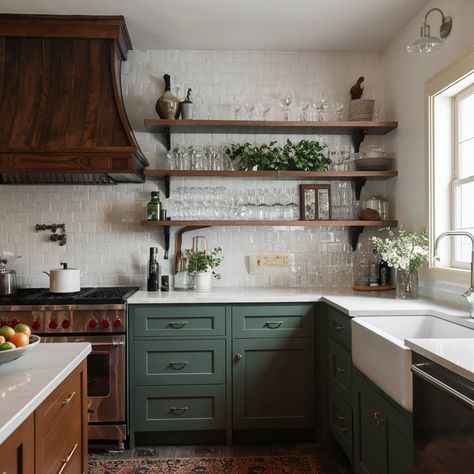 44 Chic Vintage Kitchen Decor Ideas That You’ll Love in 2024 Vintage Kitchen Decor Ideas, Vintage Green Kitchen, Contemporary Farmhouse Kitchen, Vintage Modern Kitchen, Kitchen Vibes, Kitchen Seating, New Kitchen Ideas, Vintage Farmhouse Kitchen, Retro Accessories