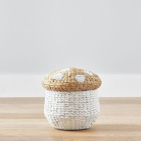 Mushroom Nursery, Mushroom Storage, Mushroom Basket, Kids Storage Bins, Fairytale Nursery, Modern Nursery Decor, West Elm Kids, Nursery Room Design, Playroom Organization