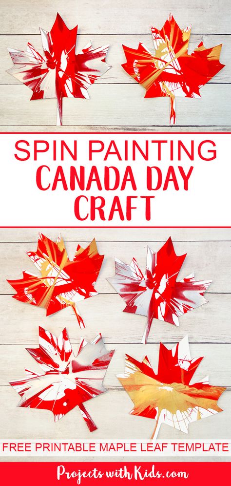 Kids of all ages will have tons of fun spin painting and making cool patterns with this Canada Day craft. An easy project for preschool kids to make on their own and an awesome process art project for kids of all ages! Click through to get your free maple leaf template. #artprojectsforkids #canadaday #spinpainting #preschool #projectswithkids Canada Day Crafts, Spin Painting, Canada Day Party, Art Project For Kids, Arts And Crafts For Teens, Fall Art Projects, Art Projects For Kids, Project For Kids, Art And Craft Videos