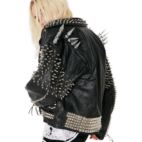 Spiked Leather Jacket, Vintage Motorcycle Jacket, Punk Leather Jacket, Vintage Biker Jacket, Steampunk Jacket, Jackets Vintage, Studded Leather Jacket, Best Leather Jackets, Zippers Fashion