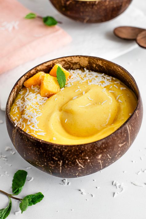 🌴☀️Load up on sunshine with a TROPICAL JACKFRUIT SMOOTHIE BOWL! Ripe jackfruit, 🥭mango, 🍌banana, and 🍍pineapple blended up for instant HAPPINESS! Click the link for the full recipe and taste the sunshine! #tastythriftytimely #coconutbowls #coconutspoon #smoothiebowl #veganfood #veganrecipes #plantbasedfood #jackfruitrecipes #tropicalsmoothie #sunshineinabowl Jackfruit Smoothie, Tropical Food Recipes, Ripe Jackfruit, Healthy Smoothie Bowl, Smoothie Bowls Recipe Easy, Mango Smoothie Bowl, Smoothie Bowl Healthy, Tropical Food, Mango Sorbet