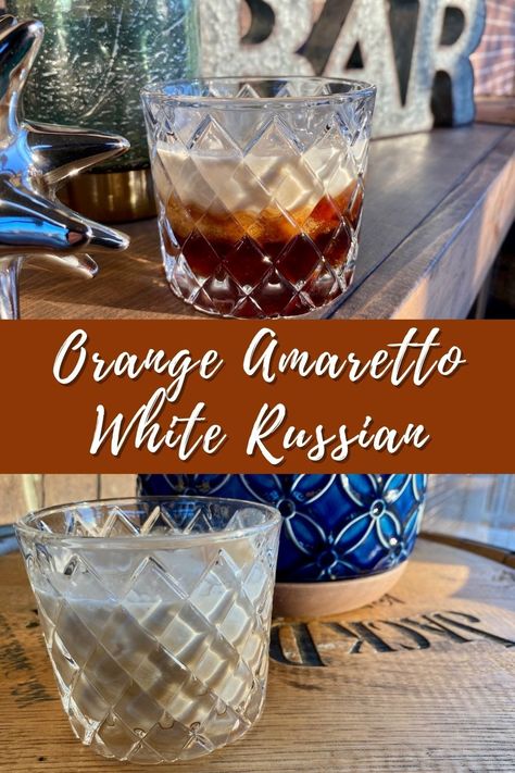 Orange Amaretto White Russian Cocktail, A Perfect Winter Cocktail | This delicious winter drink recipe is a unique twist on the classic cocktail, with a boozy, rich, bitter, sweet, & bright balance. A perfect cold weather cocktail, holiday cocktail, & easy to make on your own! Amaretto Cocktails, Cocktail Amaretto, Winter Drink Recipes, White Russian Recipes, White Russian Cocktail, Cocktail Tools, Winter Cocktail, Winter Drink, Winter Desserts