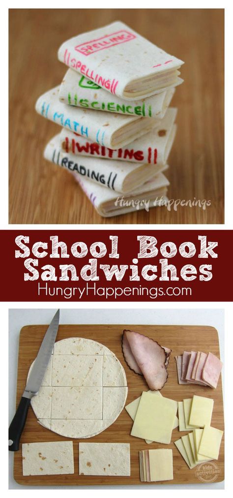 Reading Themed Snacks, Back To School Snacks For Kids Fun, School Themed Snacks, Book Sandwiches, Back To School Party Food, Sandwiches For Kids, Back To School Snacks, Book Club Snacks, Healthy Afternoon Snacks