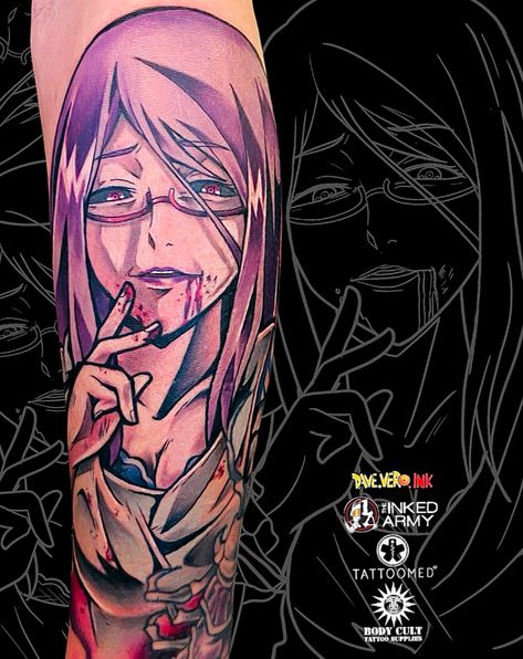 #anime #animedrawing #animetattoo #animewallpaper #wallpaper #tattoo #weeb #otaku #liz #tokyoghoul Waifu Tattoo, Tokyo Ghoul Tattoo, Ghoul Tattoo, Amon Tokyo Ghoul, Anime Tats, Echii Anime, Avatar Tattoo, Luffy Icon, Tattoed Women