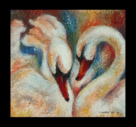 Oil Pastel Art Love, Crayon Painting, Swan Love, Oil Pastels Painting, Love Oil, Oil Pastel Paintings, Oil Pastel Art, Pastel Pencils, Abstract Expressionism Art