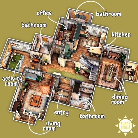 Sims Upstairs Floor Plan, Sims 4 House For Big Family, Sims 4 Family Mansion Layout, Sims 4 Big Family House Floor Plan, Sims 4 2 Story Houses Layout, Sims Big House, Sims 4 House Inspiration Interior, Sims 4 Large Family Home Layout, Sims 4 Big House Floor Plans