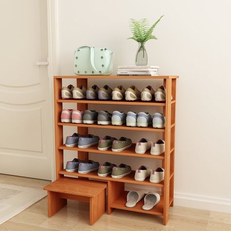 Best Shoe Storage | POPSUGAR Moms Rak Sepatu Diy, Diy Shoe Rack Ideas, Wooden Shoe Rack, Wood Shoe Rack, Diy Shoe Rack, Shoe Storage Rack, Shoe Storage Shelf, Shoe Shelves, Wooden Shoe