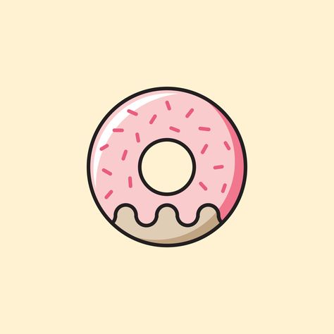 Flat design illustration #donut#doughnut#dessert#sweets#sweet#sweettooth#yummy#donuticon#desserticon#flatillustration#simpleillustration#cute#minimal#summer Doughnut Drawing Easy, Mini Doughnut Logo, Cute Donut Drawings, Donut Drawing Easy, Donut Logo Design Ideas, Donut Doodle, Donuts Cartoon, Doughnut Illustration, Donuts Logo