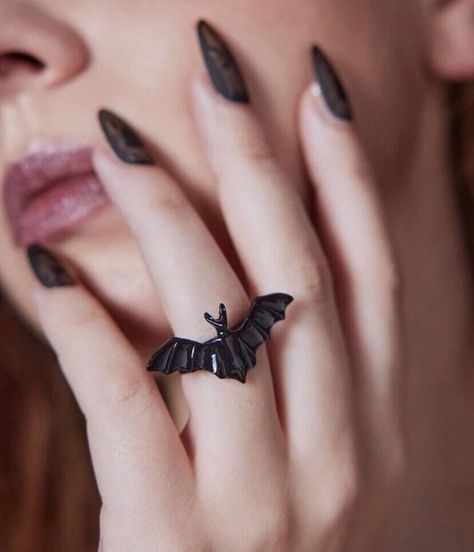 Black bat ring - gothic jewellery - adjustable  | eBay Bat Decor, Bat Ring, Gothic Ring, Costume Jewelry Rings, Cat Ring, Gothic Rings, Pattern Ring, Black Bat, Watches Women Fashion