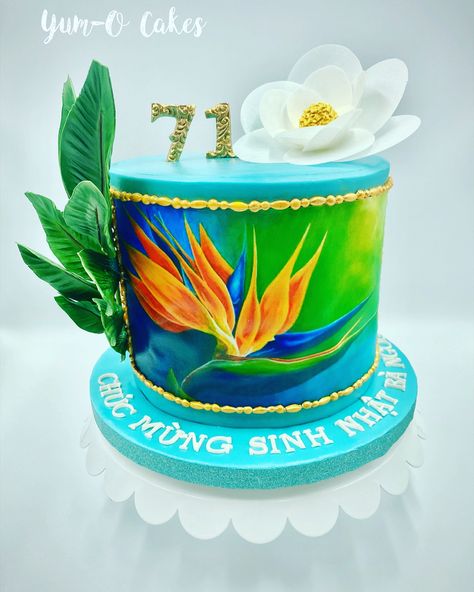 Paradise Cake, Italian Meringue Buttercream, Paradise Flowers, Italian Meringue, Meringue Buttercream, Marble Cake, Summer Celebration, Bird Of Paradise, Sugar Art