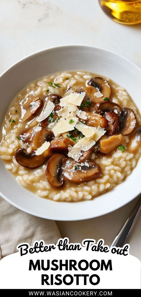 A rich and creamy bowl of Mushroom Risotto topped with sautéed mushrooms, fresh parsley, and Parmesan. Best Rice Recipe, Mushroom Risotto Recipes, Risotto Recipe, Parmesan Recipes, Easy Rice Recipes, Wild Mushroom, Creamy Parmesan, Comfort Food Recipes, Mushroom Risotto