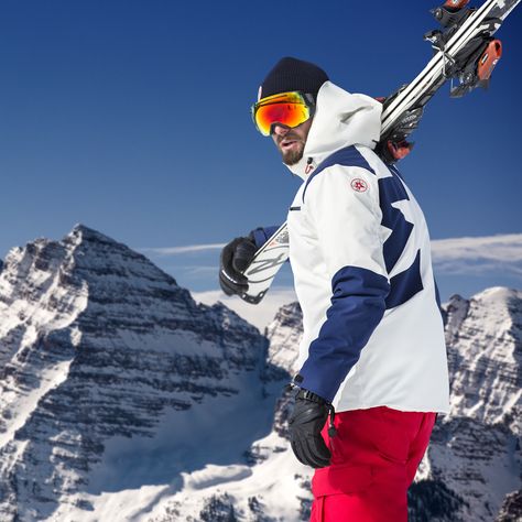 Ready for the Slopes in our ☆ Qanuk Pro Jacket in Snow White and ☆ Imok II Pants in Red #perfectmomentski #fw2015 #skiwear #ski White Ski Outfit, Snowboarding Outfit Mens, Outfit Nieve, Ski Jacket Outfit, Ski Fashion Men, Ski Outfit Men, Apres Ski Men, Snowboard Style, Mens Ski Wear